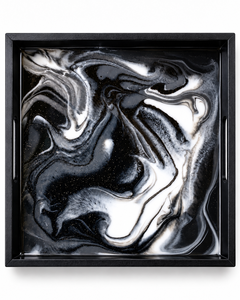 Plateau de service en résine effet marbre noir de luxe - Product Image 1