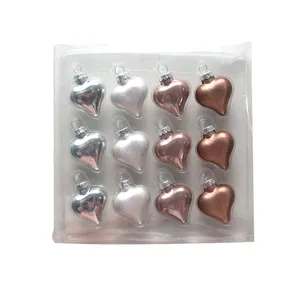 Оптовая продажа, стеклянные прозрачные Рождественские шары в форме сердца, 30 мм