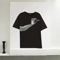 T-shirts pour hommes, écologiques, tissés, unis, teints, personnalisables, extra larges, unisexes, décontractés, noir et blanc, 300 grammes
