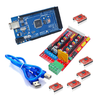 Contrôleur d'imprimante 3D MEGA2560 R3 RAMPS 1.4 avec 4 pilotes de moteur pas à pas A4988, dissipateur thermique, câble USB et circuit intégré