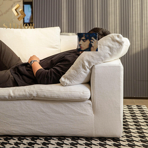 Ghế sofa hiện đại màu trắng, kiểu dáng chữ <span class=keywords><strong>L</strong></span>, mô đun, góc cạnh, chất liệu vải nhung mềm mại, có thể biến đổi thành giường, 3 chỗ ngồi - Product Image 2