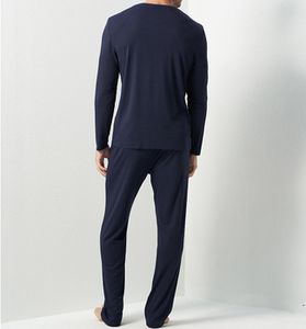 Individueller Herrenpyjama 2-teilig Heimlanger Ärmel-Set O-Ausschnitt Freizeitkleidung lose gestrickt modal Herren-Nachttisch - Product Image 4