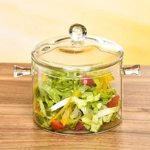 OEM Glass Cookware Heat Resistant High Borosilicate Transparent Glass Cooking Pot For Cooking