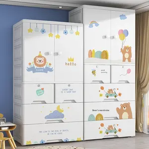 Armoire de rangement pour bébé de 60 cm, 3/<span class=keywords><strong>4</strong></span>/5 étages, <span class=keywords><strong>tiroirs</strong></span> en plastique, armoire à vêtements pour enfants, organisateur de jouets avec serrure - Product Image 1