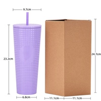 Gobelet créatif en paille de maïs de 710 ml pour gobelets réutilisables écologiques en plastique avec couvercles et pailles