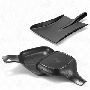 Plats de service en mélamine de haute qualité, grands, pour la restauration, avec poignée, noirs, incassables, ensembles de plats en mélamine pour restaurant - Product Image 5