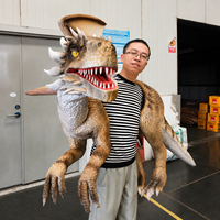 Marionnette d'épaule animatronique réaliste, dragon bébé contrôlé à la main, yeux qui clignent, bouche ouverte, accessoires de spectacle pour parcs à thème, fêtes et spectacles