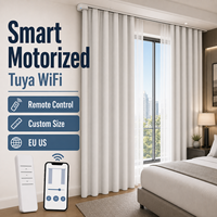 Cortinas Opacas Motorizadas con Control Remoto WiFi Tuya, Tamaño Personalizado, Venta al Por Mayor para Dormitorio, Hotel, Hogar Inteligente, UE, EE. UU.