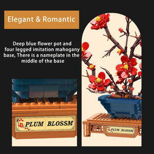 Ensemble de blocs de construction Bonsaï Fleur de Prunier 736 pièces, style chinois traditionnel, décoration maison DIY, cadeau STEM pour la motricité fine - Product Image 2