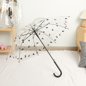 Nouvel <span class=keywords><strong>Parapluie</strong></span> Transparent à <span class=keywords><strong>Motif</strong></span> Chat et <span class=keywords><strong>Chien</strong></span> Style Animalier, Longue Poignée Droite Semi-automatique, 8 Baleines, Clair - Product Image 6