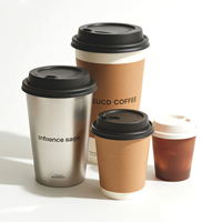 Gobelet en papier isotherme biodégradable et écologique avec couvercle et paille, à usage unique, pour café, jus, milkshake, fête en plein air