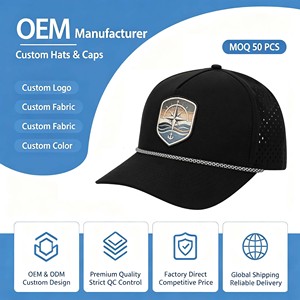 Custom Logo Laser Cut Hat 6 Panel Structured <b>Waterproof</b> Quick Dry Perforated Hats Curved Brim Baseball <b>Caps</b> - Product Image 1