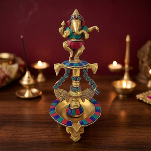 Diya de Latón Ganesh de Calidad de Exportación, Diya de Latón Hecha a Mano con Tallado Intrincado para Decoración del Hogar y Festivales - Product Image 4