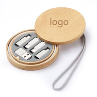 Boîte de rangement en bois écologique avec câble de charge multifonction USB Kit de transfert de données rapide pour la maison ou le bureau