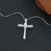 Collar con Colgante de Cruz de Plata de Ley S925 con Incrustaciones de Circonio, Diseño Original, Venta al Por Mayor de Fábrica, para Bodas y Fiestas