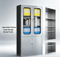 Armoire d'archives en acier inoxydable à 4 portes verrouillables, anti-rouille, pour le classement de documents dans les bureaux et les hôpitaux