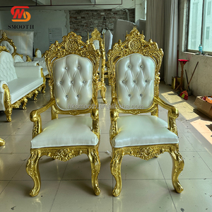 SMOOTH Wedding Events Party Furniture Vintage Design Gold Throne <b>Chair</b> With Armrest - Product Image 1