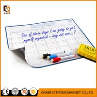 Calendrier mensuel format 12 * 17 pouces, emballage en tube en papier, tableau blanc magnétique, effaçable à sec, calendrier mural laminé