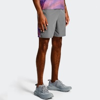 Shorts décontractés personnalisés, coupe standard, entrejambe de 7 pouces, imprimé intégral, empiècements, logo réfléchissant, ceinture de marque