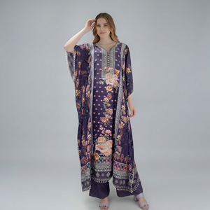 <b>Long</b> Women's Kaftan <b>Dress</b> Poly Feather Silk Maxi Gown Elegant Loose Fit Flowing <b>Dress</b> for All Seasons Summer <b>Winter</b> - Product Image 1