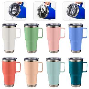 Wholesale OEM Logo Stainless Steel Vacuum Insulated Car Mug Handle 20oz/30oz Ice-Resistant <b>Cold</b>-Keeping Gift <b>Cup</b> Tumbler Travel - Product Image 2