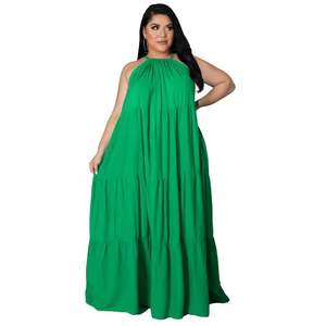 Robe d'été décontractée pour femme, style swing, dos nu, sans manches, couleur unie, taille naturelle, respirante, lavable, en jersey, grandes tailles - Product Image 4