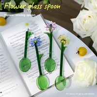 Neuer Japanischer Kreativer Glas-Milchdessertlöffel mit Maiglöckchen-Design, Bunter Transparenter Löffel mit Langem Griff für Kaffee, Klein
