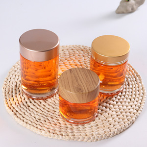 In massa su misura barattolo di vetro rotondo 180ml 250ml 500ml 750ml contenitore per la marmellata di miele cibo per bambini di conservazione con coperchio In legno di metallo - Product Image 3