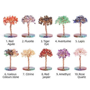 Nouveauté Arbre porte-bonheur en cristal de quartz rose naturel, multi-matériaux, pierres brutes faites à la main, arbre au trésor pour la décoration de la maison, cadeau - Product Image 3