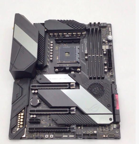 A SUS ROG Crosshair VIII Hero WI-FI X570 ATX AM4 Motherboard for Ry-zen 2000-5000, 14+2 Phase VRM, Aura Sync RGB
