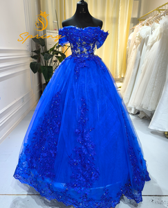 فستان سهرة أنيق جديد لعام 2026 باللون الأزرق البحري لحفلات الخامسة عشر، فستان حفلات مخصص بتصميم كتف واحد وطول كامل - Product Image 1