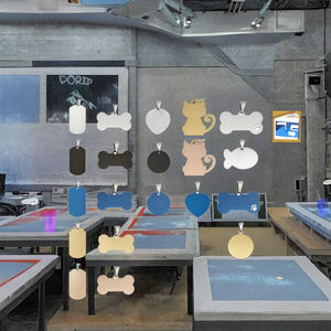 Tag nama anjing besi tahan karat emas pribadi lucu ID hewan peliharaan logam khusus dengan ukiran hewan Dogtag pria - Product Image 2