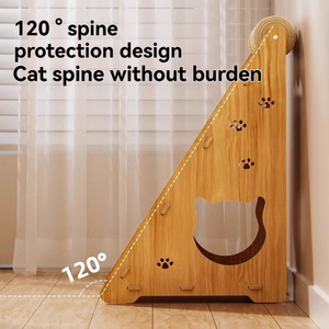 Wood Cat <b>Scratching</b> Board Sisal Rope Material Durable Indoor Cat Tree Minimalist Design Stars Pattern One Level - Product Image 2
