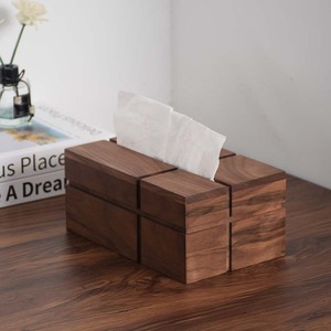 Caja de pañuelos de madera de nogal, caja de almacenamiento rectangular de madera maciza para sala de estar, uso doméstico - Product Image 2