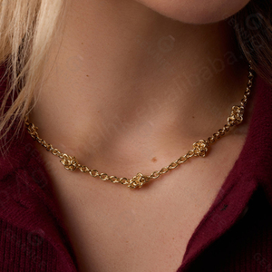 Gemnel Trendy 925 Sterling Silver 18K Gold Plated Knotty Necklace - Product Image 2