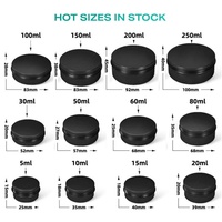 Pot cosmétique en aluminium noir mat écologique de 60 ml (2 oz) avec couvercle à vis, couleurs personnalisables, forme ronde