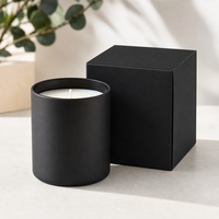 Bougie parfumée en cire de soja dans un bocal en verre noir mat avec boîte, design moderne, parfum frais pour la décoration de la maison