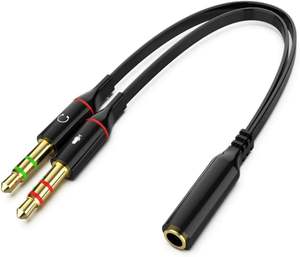 3,5-mm-Audiokonverter Stecker-Buchse-Kabel 2-in-1-Adapter-Headset-Mikrofon Doppelloch-Mobil teil Computer AUX-Audio kabel - Product Image 1