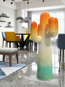 Scultura in Vetro e Acciaio a Forma di Cactus Italiano, Porta Cappotti e Cappelli, Decorazione d'Arte di Alta Gamma per Soggiorno - Product Image 2