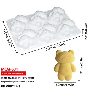 Khuôn làm bánh mousse hình gấu bằng silicon resin thân thiện với môi trường, dùng lại được, bán sỉ, dùng làm bánh ngọt, bánh nướng, sô cô la - Product Image 6