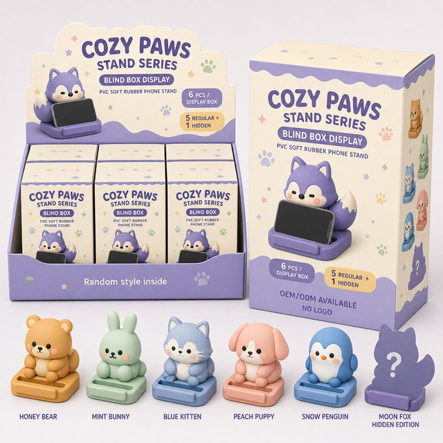 Custom Soft PVC Blind Box Phone Holder 3D Character Mobile Phone Stand Manufacturer
