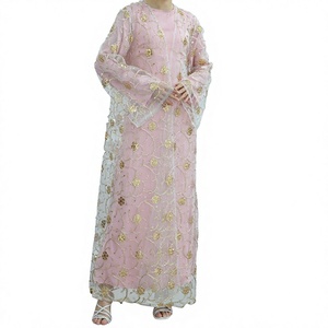 2PCS Summer Casual Plus Size <b>Eid</b> Embroidery Abayas Women Muslim Sets Dubai Kimono Cardigan Inner <b>Dress</b> Islam Jalabiya Kebaya - Product Image 2