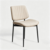 Chaise de salle à manger moderne style farmhouse HR-7003 avec dossier en bois courbé et revêtement PU, pieds en contreplaqué pour usage domestique et en restaurant