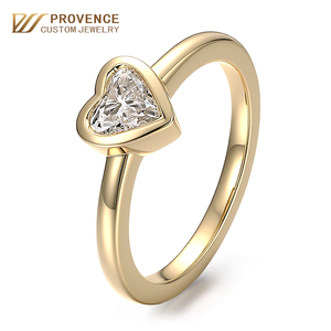 Bague de fiançailles en diamant de laboratoire taille cœur, très vendue en e-commerce, pour femmes, en or 18 carats véritable, personnalisation de bijoux, fabrication sur mesure. - Product Image 1