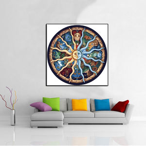 Usine prix de gros le soleil et <span class=keywords><strong>la</strong></span> <span class=keywords><strong>lune</strong></span> douze-zodiaque <span class=keywords><strong>boussole</strong></span> bricolage 5d diamant peinture pleine perceuse diamant broderie décor cadeaux - Product Image 2