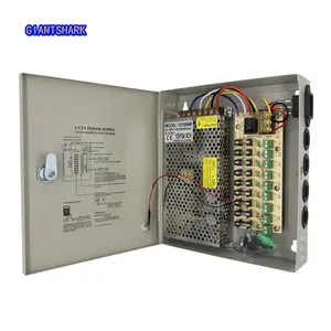 Catu daya 10A 15A dengan kunci Kamera cctv keamanan 12v 9ch 12v 15A 9 port