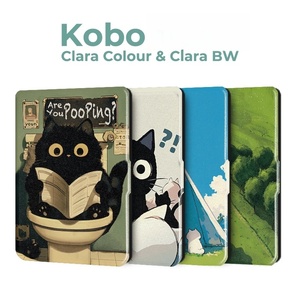 Étui de protection intelligent en PU léger et mince avec impression personnalisée, fonction veille/réveil automatique, pour tablette <span class=keywords><strong>Kobo</strong></span> <span class=keywords><strong>Clara</strong></span> 6 pouces, dos transparent et emplacement pour stylet - Product Image 1