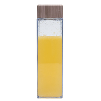 Jolie bouteille carrée en plastique transparent Portable, avec Logo personnalisé, pour jus de lait, d'eau, pour boissons, d'extérieur, ml, vente en gros