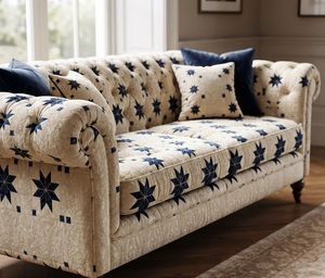 Tela de Tapicería Estampada con Estrellas Azules y Blancas de Alta Calidad por Metro, Textil Decorativo Contemporáneo para Muebles y Sillas - Product Image 3