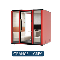 Cabine de réunion insonorisée moderne pour 6 personnes, en aluminium, avec prise universelle et éclairage LED, modulaire pour entrepôt ouvert